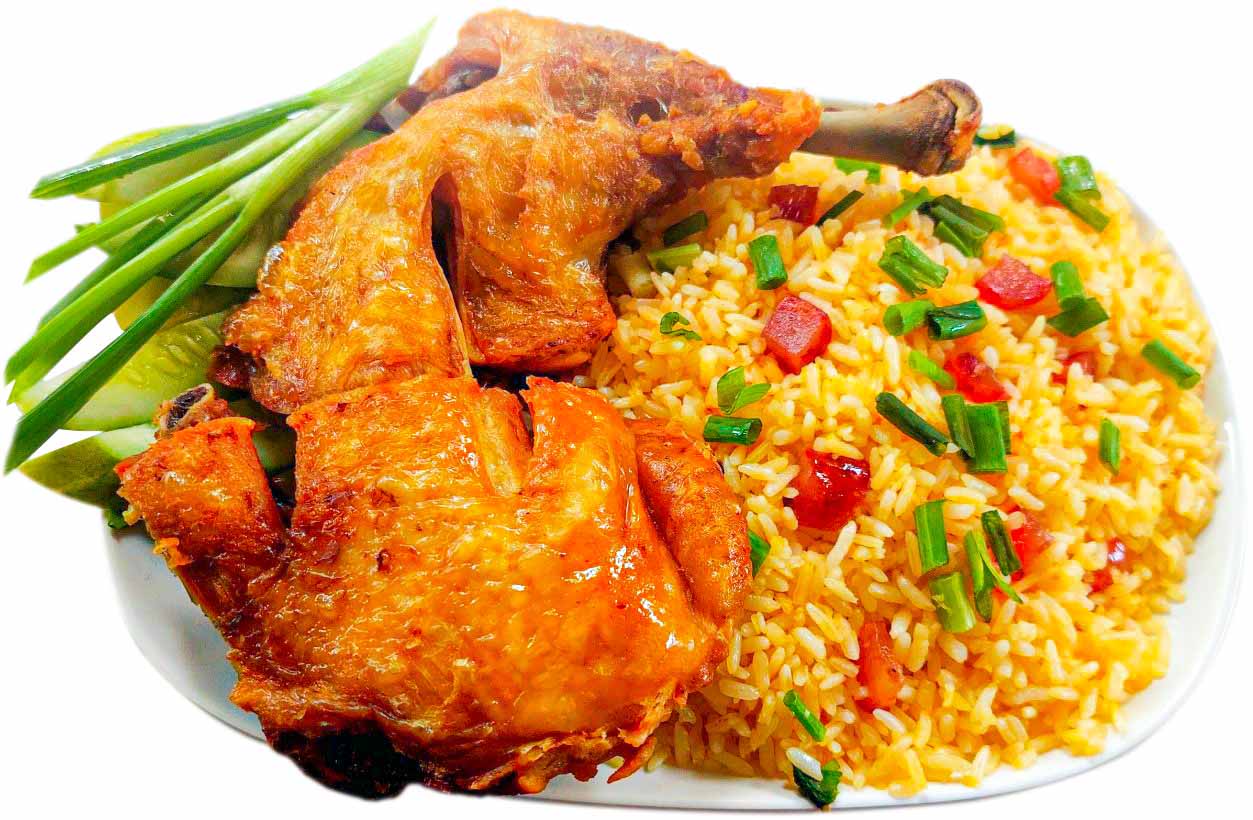 Cơm gà xối mỡ Thạch Lam phần ăn đầy đặn